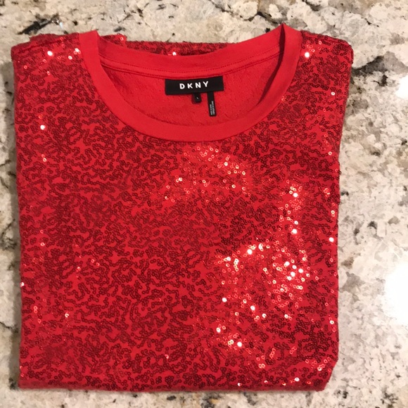 Dkny Tops - DKNY red sequined top